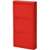 ZStyle Scarpiera Salvaspazio in Metallo Slim 3 Cassetti Antiribaltamento (Rosso)