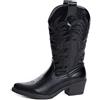 URBAN ROSA Stivali Texani Donna Cowboy Western con Ricami e Tacco Largo Stivaletti Chic 957