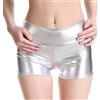 YUDATPG Pantaloncini da donna lucidi metallizzati con pantaloncini riflettenti Hot Pants Bottom Rave, biancheria intima a vita alta, night club party outfit