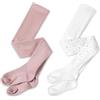 LOLANTA 2 paia di collant in cotone con strass scintillanti per bambine, collant termici in maglia tinta unita per scuola e cerimonia