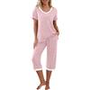 PrinStory Pigiama da donna con maglia a maniche corte e pantaloni lunghi