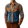 Generisch Western Cowboy - Giacca in pelle da uomo, a maniche lunghe, con frange da cowboy, elegante, stile retrò, vestibilità aderente, camicia western per carnevale, costume vintage con frange