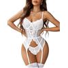 Avidlove Body da Donna Sexy Set di Lingerie In Pizzo 2 Pieces Lingerie Set | Lace Spaghetti Bodysuit,Con Fascia CosciaIn,tessuto in rete trasparente,intimo sexy donna,Top body da sera