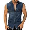 Generic Gilet da uomo in denim aderente senza maniche e giacca regular fit smart casual
