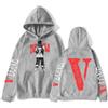 Silver Basic Rapper J-W&V Hoodie Donna Uomo Felpe con Cappuccio Hip Hop Papper Stampato Oversize Harajuku Tops