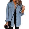seiveini Giacca di Jeans Donna Maniche Lunghe Camicia Denim | Giacche di Jeans, Vintage, Oversized, Elegante, Blusa, Autunno, Primavera, Western Trucker Boyfriend Jacket