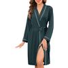 Sopesil Accappatoio Donna Vestaglia Kimono Leggera S-XXL | Maniche 3/4 con Tasche e Bordi a Contrasto e Cintura Sottile Traspirante e Morbido per Casa SPA e Dopo Doccia S-XXL