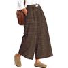 Neer Pantaloni Gonna da Donna a Quadretti Gingham Culotte Ampie e Fluide Vita Elasticizzata Modello Palazzo Casual con Tasche