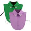 LoudSung Finto collare staccabile mezza camicia camicetta finto collare set elegante diamante puro colore per donne ragazze 2 pezzi