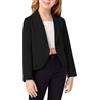 TYUSGH Giacca blazer da ragazza, tinta unita, con risvolto, aperto sul davanti, a maniche lunghe, blazer corti, scialle, cappotti scolastici per bambini e ragazze, taglia 5-14 anni