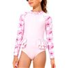 JiAmy Costume da Bagno Bambina con Maniche Lunghe Protezione UV - Mutasina con Zip Frontale per Bambine 3-12 Anni - Abbigliamento Estivo per Spiaggia