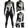XRLQZH Tuta Ciclismo Invernale Uomo, Completo Termico Antivento MTB Maglia Manica Lunga+Pantaloni 9D Gel con Pettorina, Manica Lunga Completo Strada MTB Bici