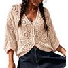 Generisch Bolero da donna con maniche a 3/4, scialle alle ascelle, cardigan estivo con motivo all'uncinetto, giacca a rete corta davanti con abbottonatura, elegante giacca a spalla trasparente