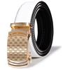 Barry.Wang Cintura da uomo in pelle nera con fibbia in oro animale scozzese regolabile a cricchetto cinture in pelle per uomo vestito casual jeans
