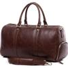 BACCINI Grande borsa da viaggio con scomparto separato per scarpe, in vera pelle, Weekender Florian, borsa sportiva, bagaglio a mano con tracolla, in pelle, da uomo e da donna, Marrone, 52 cm, 52 x 26
