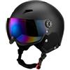 SheerFaring Casco con Visiera a Specchio | di Regolazione Posteriore, Casco con Paraorecchie, per Snowboard,