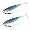 BORDSTRACT 2 pezzi Jig da lancio con stampa 3D, 7g Dorso Blu Argento | Jig da lancio, Esca artificiale per pesca a spinning, con amo anteriore, finitura olografica, per tunnidi lampughe e ricciole