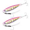 BORDSTRACT 2 pezzi Jig da lancio con stampa 3D, 10g Dorso Rosa Argento | Jig da lancio, Esca artificiale per pesca a spinning, con amo anteriore, finitura olografica, per tunnidi lampughe e ricciole