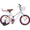 WERNBUPS Bicicletta per bambini rosa da 12 pollici con ruote di supporto per 2-4 anni, telaio in acciaio con cestino anteriore, catarifrangenti, manubrio e sella regolabili, freni classici
