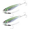 BORDSTRACT 2 pezzi Jig da lancio con stampa 3D, 7g Dorso Verde Argento | Jig da lancio, Esca artificiale per pesca a spinning, con amo anteriore, finitura olografica, per tunnidi lampughe e ricciole
