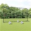 KUREOVDG Rimbalzo da calcio con telaio in acciaio, nero, 366 x 90 x 183 cm, dispositivo di allenamento in HDPE per passaggio, controllo della palla e palla da testa, rete autoportante con rimbalzo elastico