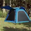 GFRMPORM Tenda da campeggio impermeabile per 4 persone blu con sistema di sgancio rapido in poliestere con rivestimento in PU, include pareti in rete e asta lunga per tettuccio parasole, leggera