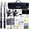 Goture Kit Canna da Pesca Telescopico con 2 Mulinelli 5,2:1, Set di Pesca Completo di Esche e Borsa da Trasporto, Materiale Rinforzato per Acqua Dolce e Salata