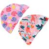 TEHAUX Cuffia da Nuoto 2 Pezzi per Stile Hawaii, Cartone | Poliestere Elasticizzato, Confortevole per Chioma Lunghi e Folti, Protegge Cuoio Capelluto, Rosa