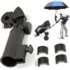 Dobufeet Supporto per ombrello da golf Carrello da golf in plastica sicuro Accessori con morsetto antivento per carrello passeggino sedia a rotelle