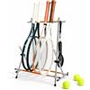 Generic Supporto da terra per racchette da tennis, rastrelliera in metallo | Stand per racchette da badminton, capacità 5-6 racchette, larghezza e altezza regolabili