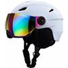 Wswqop Casco da Visiera Ventilato | Casco da Neve con Visiera Integrata, Leggero, per Sport Invernali, Bianco, M