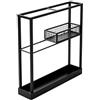 Wswqop Scaffale Porta Racchette da Tennis , Nero | Salvaspazio, Stretto, Scaffale in Metallo con Cesto, per Ingresso, Appartamento