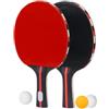 VICASKY Set di Racchette da Ping Pong Tre Palline Rosso | Pronto All'uso, Doppio Rivestimento in Gomma e Legno, per Allenamento e Gioco Domestico
