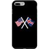 Dual Nationality Pride Graphics Custodia per iPhone 7 Plus/8 Plus USA E ISLANDA bandiere incrociate doppie radici