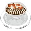 Nine Lives Press Pan di gatto crema su un cuscino per gli amanti dei gatti, proprietari di gatti PopSockets PopGrip per MagSafe
