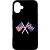 Dual Nationality Pride Graphics Custodia per iPhone 16 Plus USA E ISLANDA bandiere incrociate doppie radici