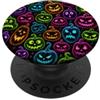 Trippy Psychedelic Pumpkin Trick or Trea Fantastico motivo di Halloween con facce di zucca Jack O Lantern PopSockets PopGrip Adesivo