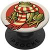 Toadstool Lane Olive Frog Indossare una Sciarpa per gli amanti della rana, fan di cottagecore PopSockets PopGrip Adesivo
