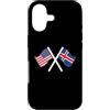 Dual Nationality Pride Graphics Custodia per iPhone 17 USA E ISLANDA bandiere incrociate doppie radici