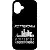 GPS Coodinates and Skyline of your City Custodia per iPhone 16 Rotterdam Skyline coordinate paesaggio cittadino sagoma Olanda