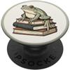 Toadstool Lane Rana salvia su una pila di libri per gli amanti delle rane PopSockets PopGrip Adesivo