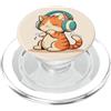 Inkline Panel Studio Gatto Chibi arancione con cuffie per gli appassionati di anime PopSockets PopGrip per MagSafe