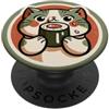 Nine Lives Press Gatto verde con rotolo di sushi per gli amanti dei gatti, proprietari di gatti PopSockets PopGrip Adesivo