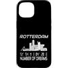 GPS Coodinates and Skyline of your City Custodia per iPhone 15 Rotterdam Skyline coordinate paesaggio cittadino sagoma Olanda