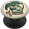 Toadstool Lane Rana che legge sotto una foglia per gli amanti delle rane, gli appassionati di cottagecore PopSockets PopGrip Adesivo