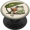 Toadstool Lane Crema Rana lettura sotto una foglia per gli amanti della rana PopSockets PopGrip Adesivo