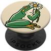 Toadstool Lane Green Frog Holding a Daisy per gli amanti della rana, i fan del cottagecore PopSockets PopGrip Adesivo