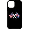 Dual Nationality Pride Graphics Custodia per iPhone 12 mini USA E ISLANDA bandiere incrociate doppie radici