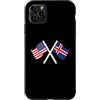 Dual Nationality Pride Graphics Custodia per iPhone 11 Pro Max USA E ISLANDA bandiere incrociate doppie radici