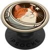 Nine Lives Press Crema Cat in a Space Casco per gli amanti dei gatti, proprietari di gatti PopSockets PopGrip Adesivo